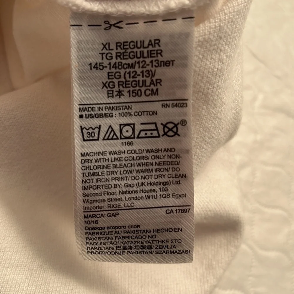 Gap white pique short sleeve polo shirt XL = 12